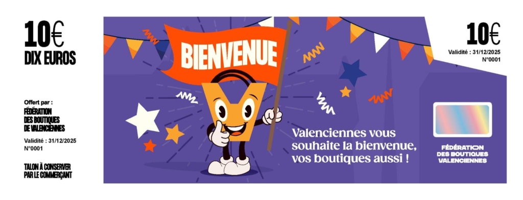 🏟️ 4 octobre – Stade du Hainaut La Fédération des Boutiques de Valenciennes souhaite la bienvenue aux nouveaux arrivants ! 🎁 Des chèques cadeaux offerts pour découvrir nos commerces et partager l’esprit de la ville.